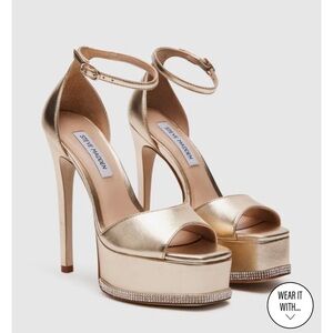Steve Madden Keava Gold Open-Toe Platform Heels